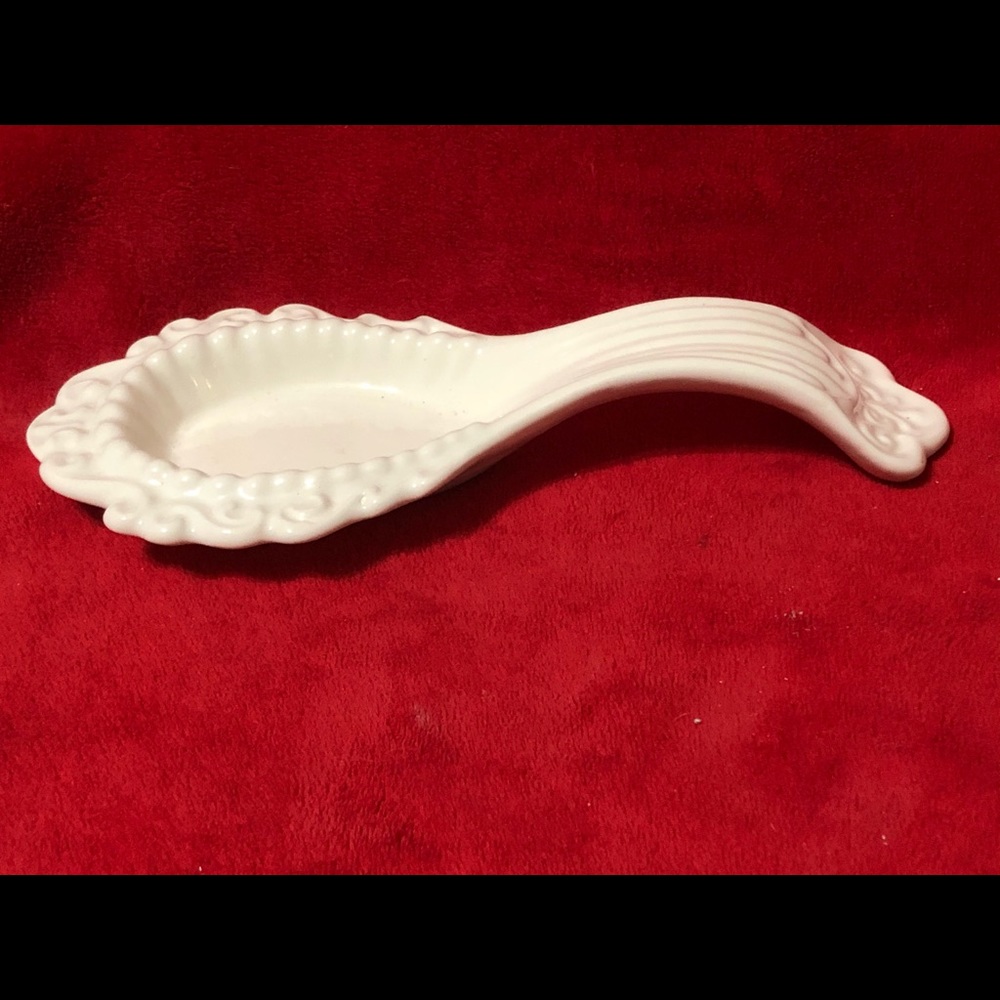 Milk Glass Glazed Spoon Rest
